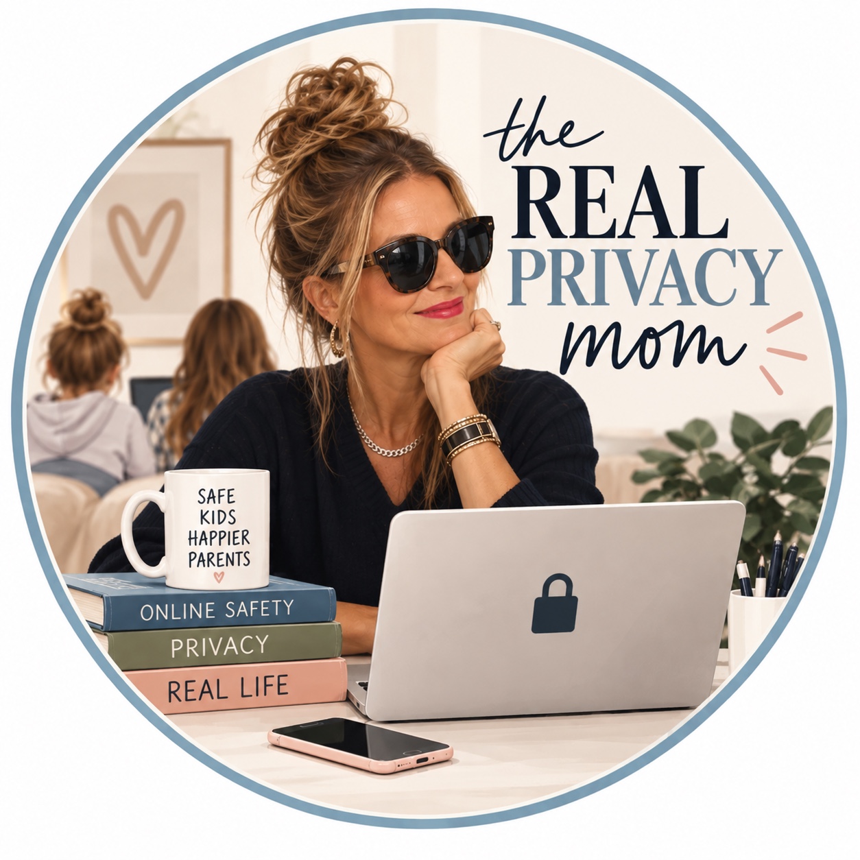 Illustrated brand persona for The Real Privacy Mom